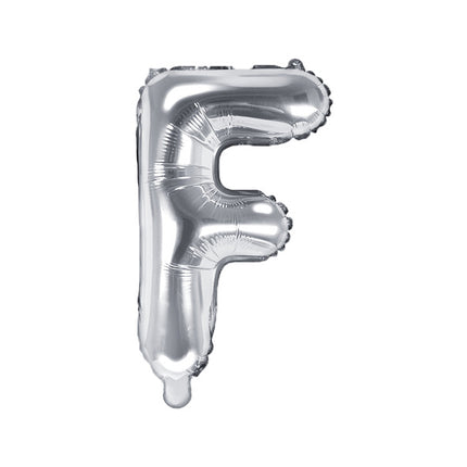 Folie Ballon Letter F Zilver Leeg 35cm