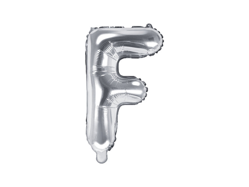 Folie Ballon Letter F Zilver Leeg 35cm