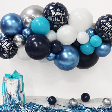 Ballonnen DIY Balloon Kit Organic Happy Birthday Navy