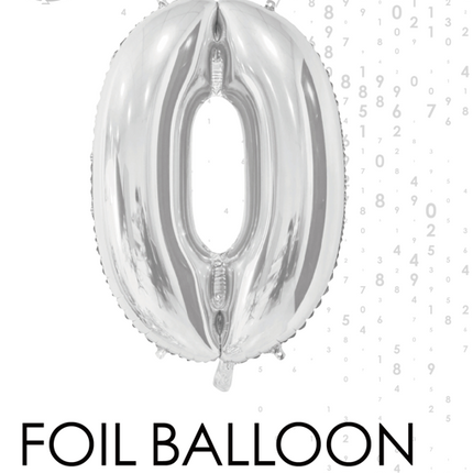 Folieballon Cijfer 0 Zilver 66cm