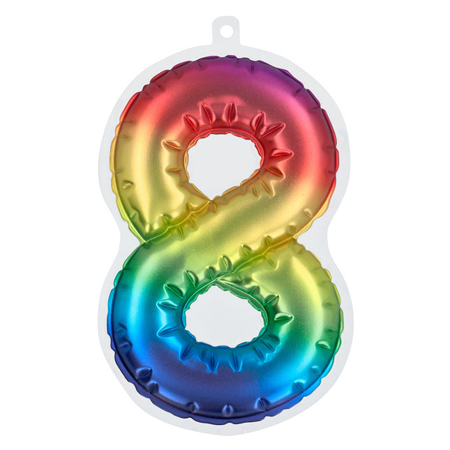 Regenboog 8 Jaar Stickers Folieballon 20cm