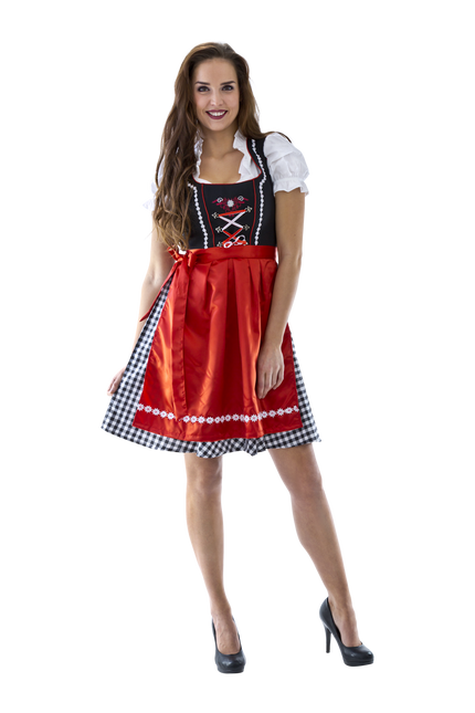 Zwart Witte Dirndl Jurk Oktoberfest Dames Geruit