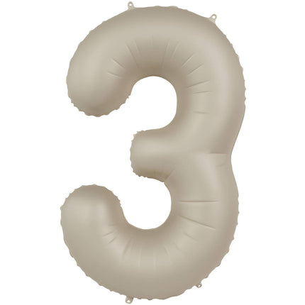 3 Jaar Cijfer Ballon Nude Mat 86cm