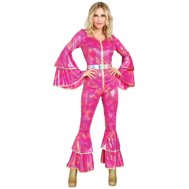 Disco 70S Jumpsuit Roze Dames