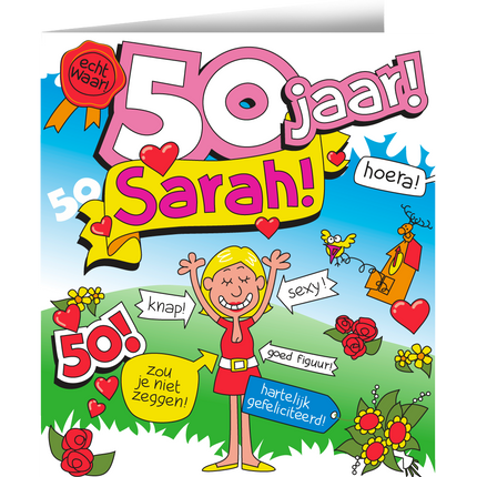 Verjaardagskaart Sarah Cartoon 16,5cm