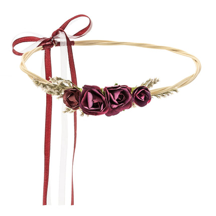 Bloemen Haarband Bordeaux Rood