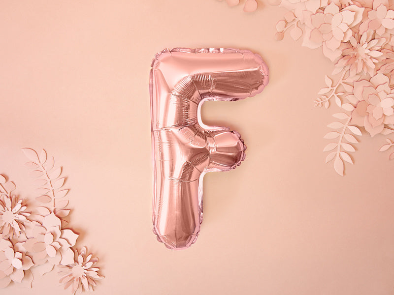 Folie Ballon Letter F Rose Goud Leeg 35cm