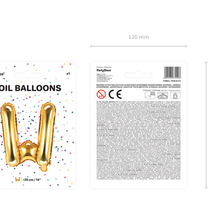 Folie Ballon Letter W Goud Leeg 35cm