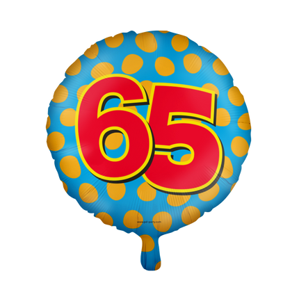 Helium Ballon 65 Jaar Gekleurd Leeg 46cm