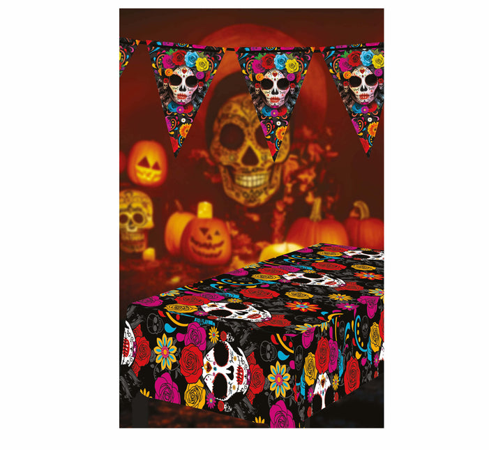 Halloween Tafelkleed Bloemen 2,74m