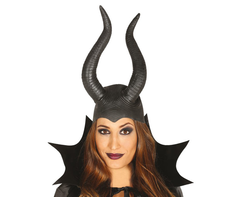 Halloween Helm Zwarte Hoorns