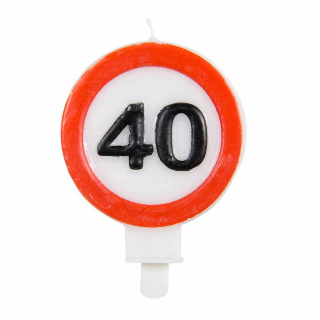 Kaars 40 Jaar Verkeersbord 8cm