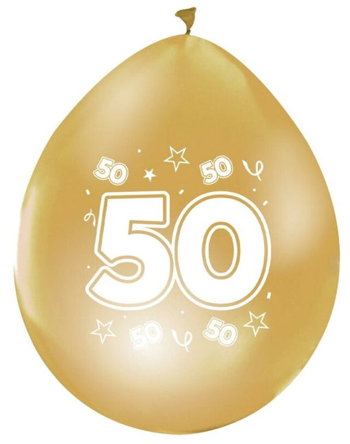 Gouden Ballonnen 50 Jaar Metallic Dubbelzijdig 30cm 8st