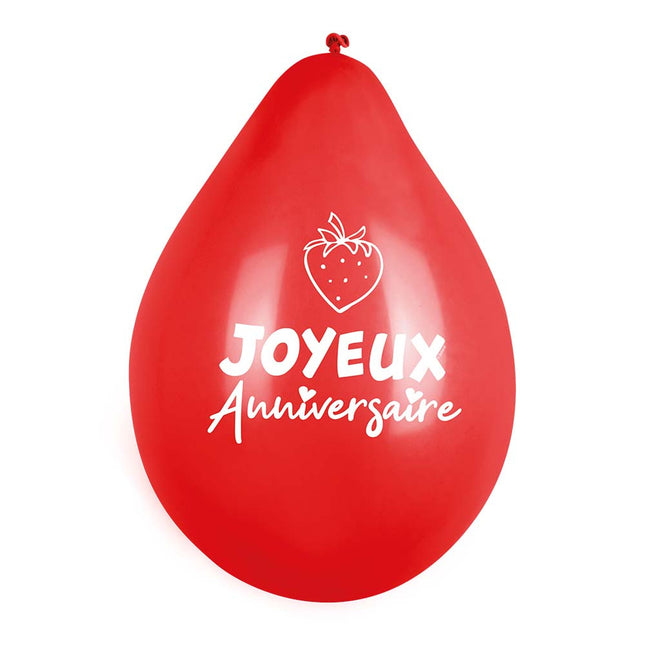 Ballonnen Fruit Joyeux Anniversaire 25cm 6st