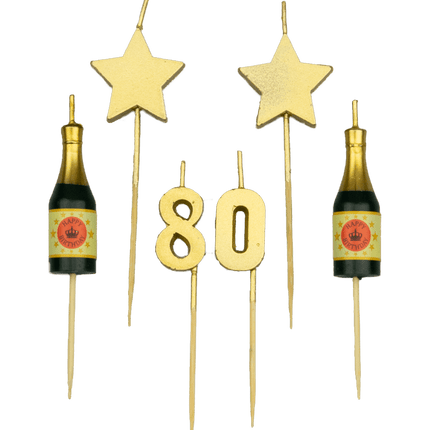 Kaarsjes 80 Jaar Champagne 17,5cm