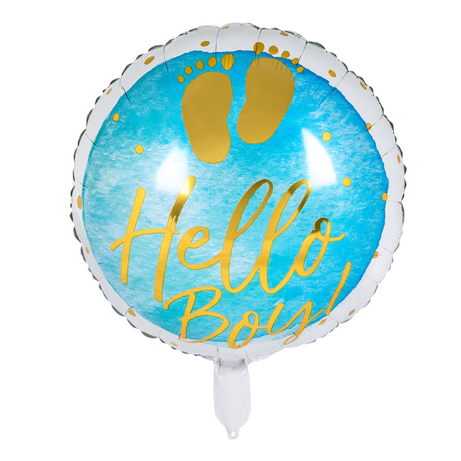 Geboorte Helium Ballon Hello Boy! Leeg 45cm