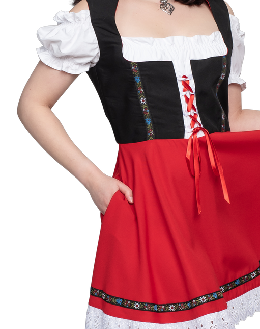 Oktoberfest Dirndl Jurk Oktoberfest Zwart Rood Dames