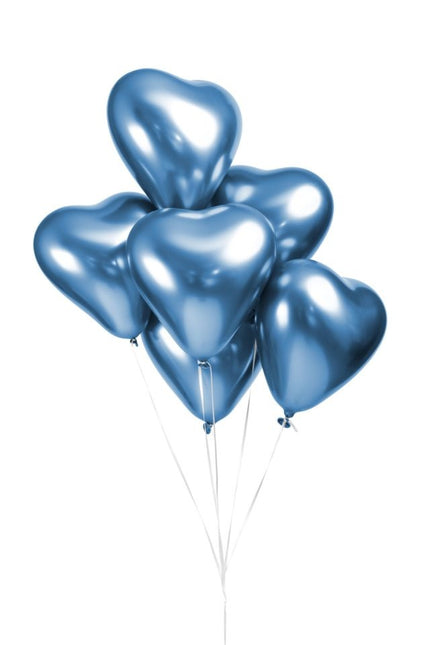 Hartjes Ballonnen Blauw 30cm 6st