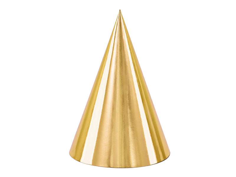 Gouden Feesthoedjes 16cm 6st