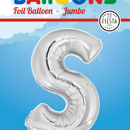 Folie Ballon Letter S Zilver XL 102cm leeg