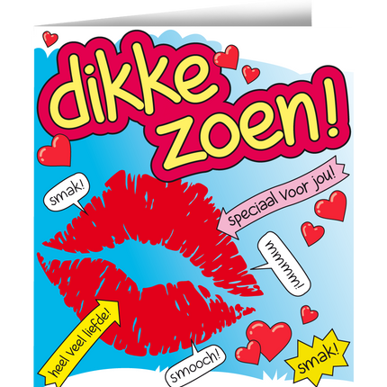 Wenskaart Dikke Zoen 16,5cm