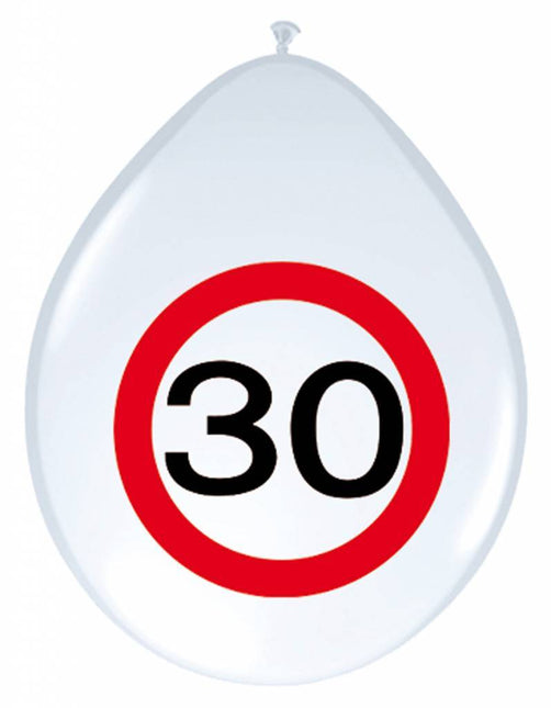 Ballonnen 30 Jaar Verkeersbord 30cm 8st