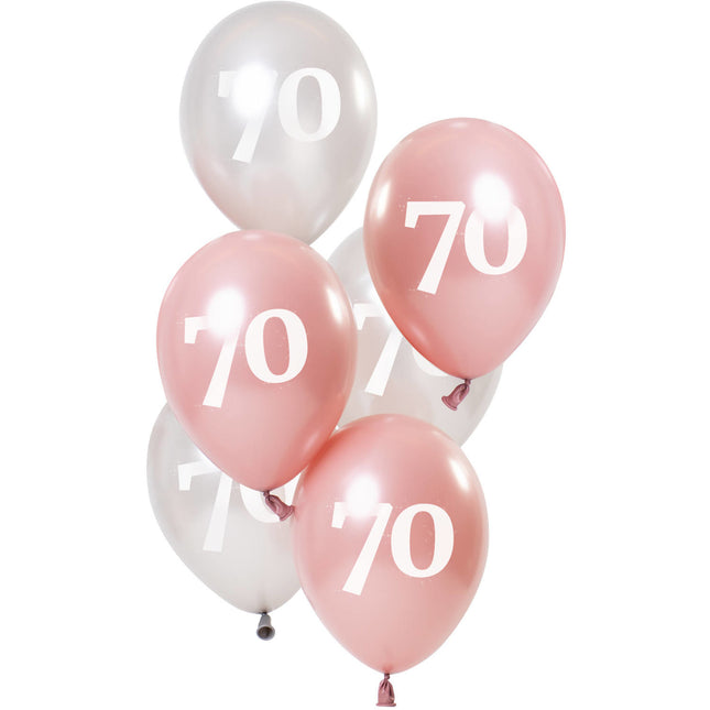 Ballonnen 70 Jaar Roze 23cm 6st