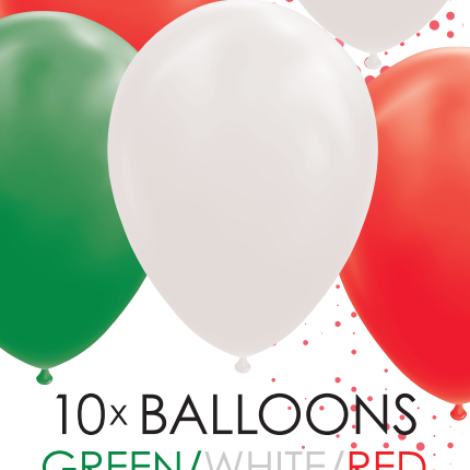 Groen Wit Rode Ballonnen 30cm 10st