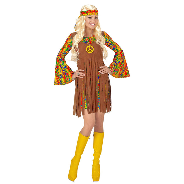 Hippie 60S Kostuum Bruin Dames 3 delig