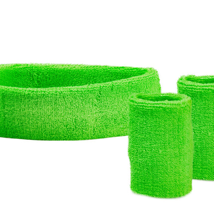 Neon Groene Zweetbandjes Set