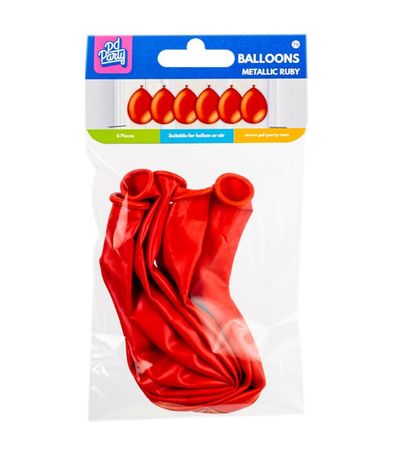 Rode Ballonnen Metallic 30cm 6st