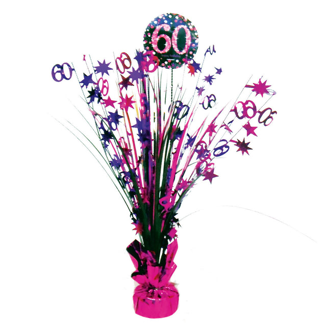 Tafeldecoratie 60 Jaar Happy Birthday Roze 33cm