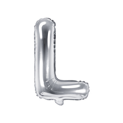 Folie Ballon Letter L Zilver Leeg 35cm