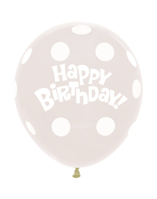 Ballonnen Birthday Dots Clear 45cm 25st