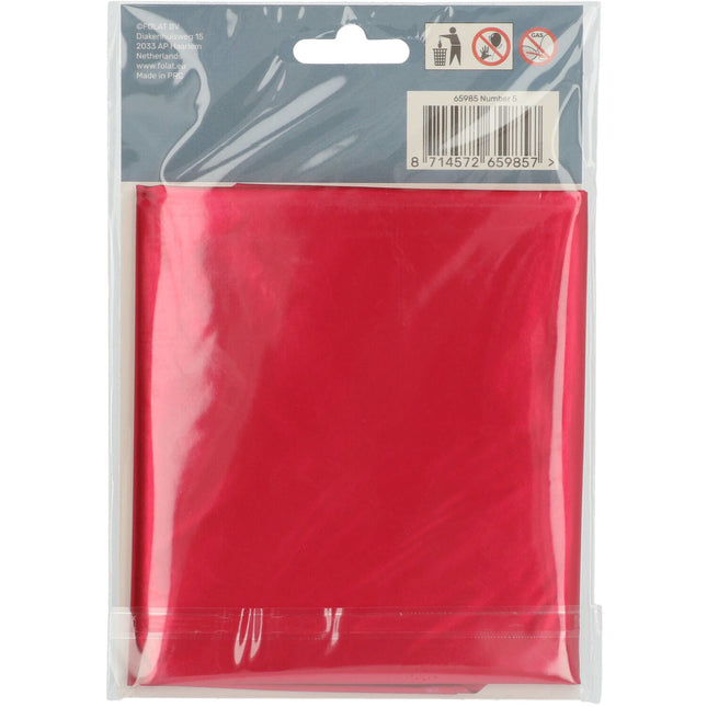 Folie Ballon Cijfer 5 Mat Rood XL 86cm leeg