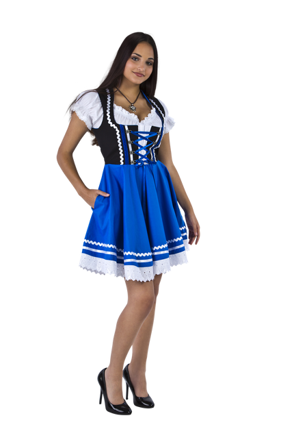 Dirndl 2-dlg., zwart/blauw, Carmenblouse