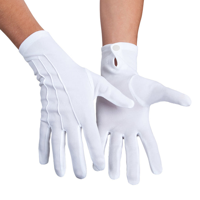 Witte Handschoenenen Drukknoop