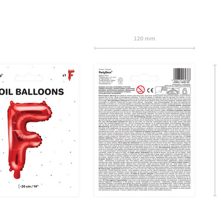 Folie Ballon Letter F Rood Leeg 35cm