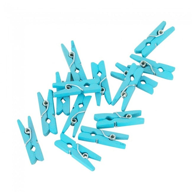 Mini Knijpers Hout Blauw 24st