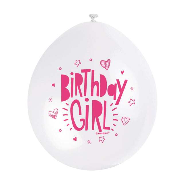 Ballonnen Birthday Girl 28cm 10st