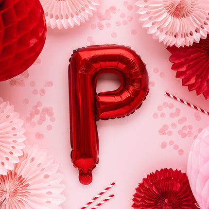 Folie Ballon Letter P Rood Leeg 35cm