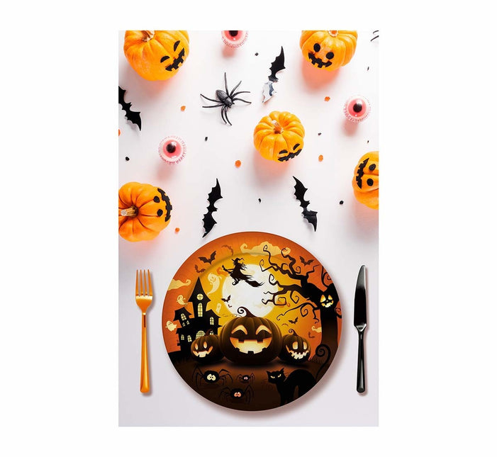 Halloween Borden Pompoen 23cm 6st