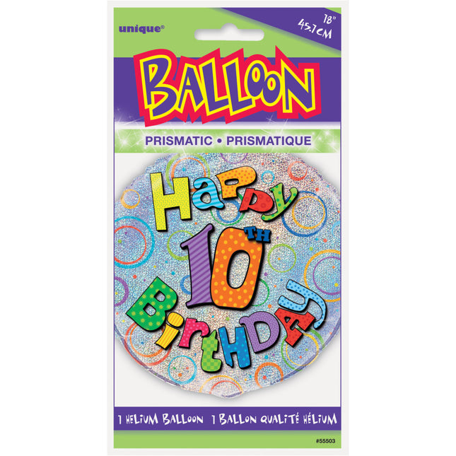 Helium Ballon 10 Jaar Glitters 45cm leeg