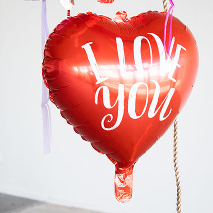 Helium Ballon Hart I Love You Rood Leeg 45cm