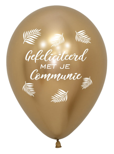 Ballonnen Gefeliciteerd Met Je Communie Palms Reflex Gold 30cm 25st