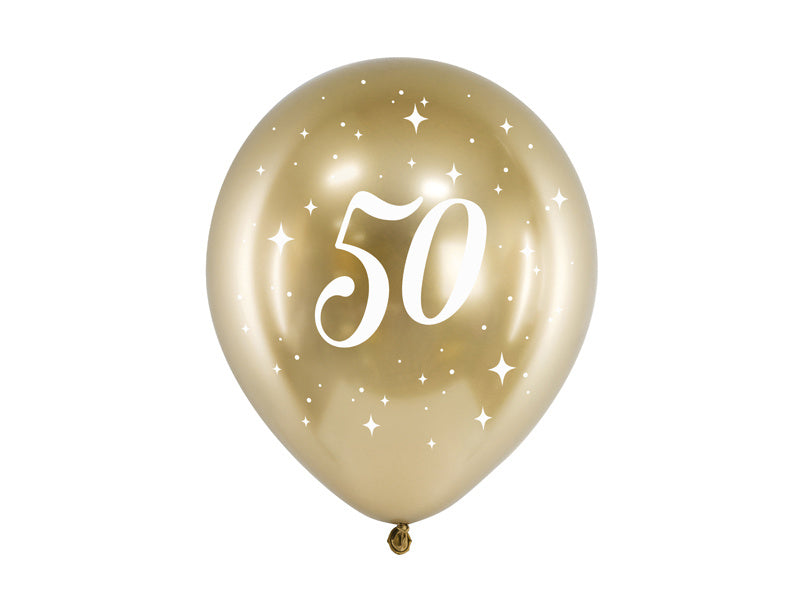 Ballonnen 50 Jaar Goud 30cm 6st