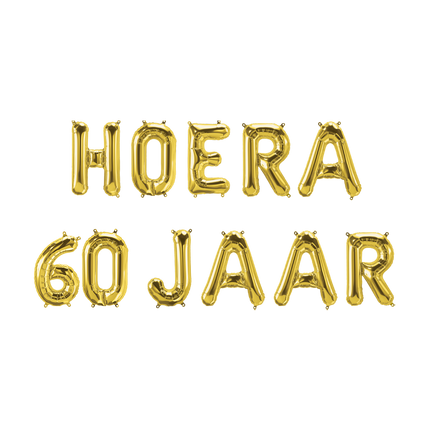 Gouden Ballonnen Set 60 Jaar Hoera 1,9m