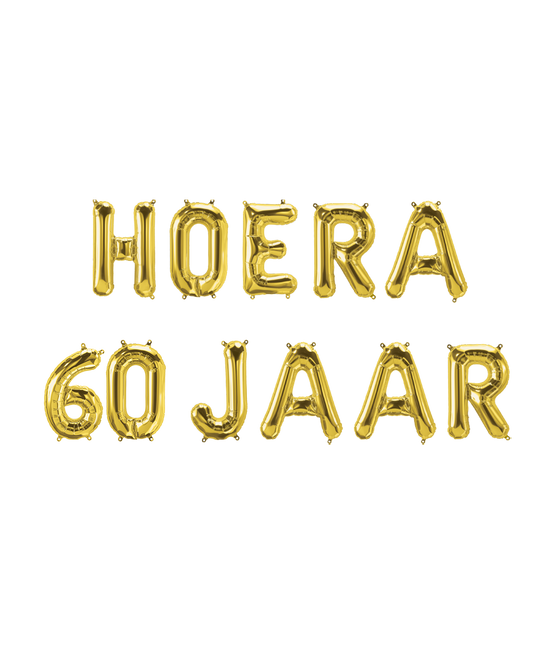 Gouden Ballonnen Set 60 Jaar Hoera 1,9m