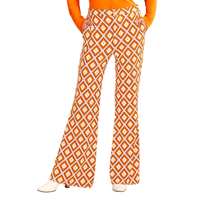 Disco 70S Broek Oranje Dames Ruit