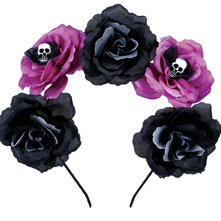 Zwarte Paarse Halloween Haarband Bloemen